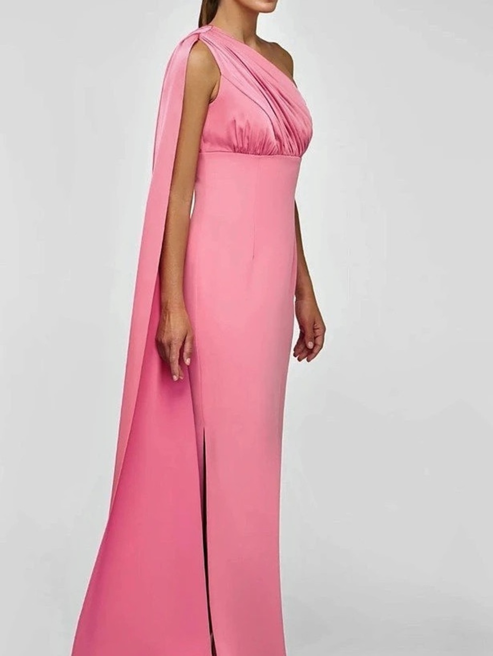 Ever-Pretty Cape One-Shoulder Ruched Column Floor Length Formal Dress With Side